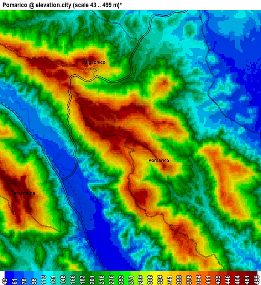 Zoom OUT 2x Pomarico, Italy elevation map