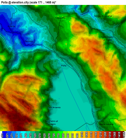 Zoom OUT 2x Polla, Italy elevation map