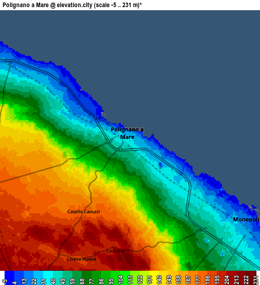 Zoom OUT 2x Polignano a Mare, Italy elevation map