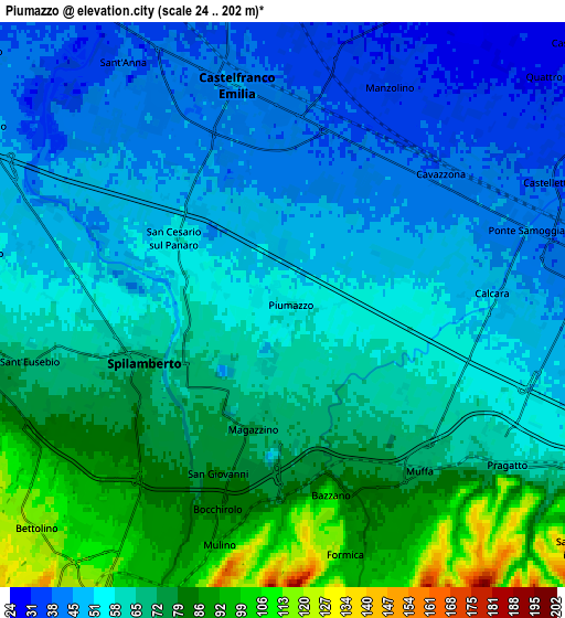 Zoom OUT 2x Piumazzo, Italy elevation map