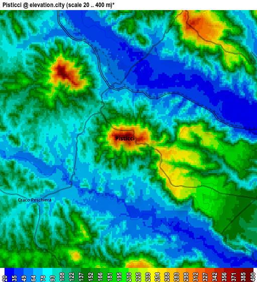 Zoom OUT 2x Pisticci, Italy elevation map
