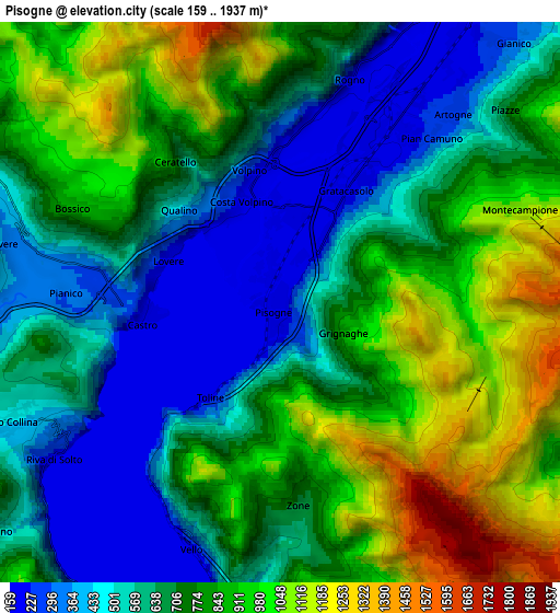 Zoom OUT 2x Pisogne, Italy elevation map