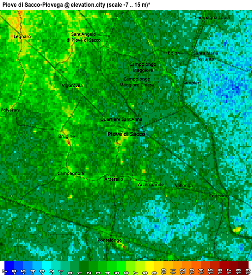 Zoom OUT 2x Piove di Sacco-Piovega, Italy elevation map