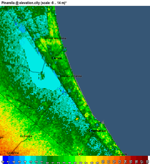 Zoom OUT 2x Pinarella, Italy elevation map