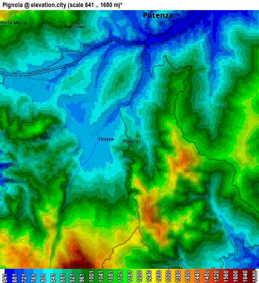 Zoom OUT 2x Pignola, Italy elevation map