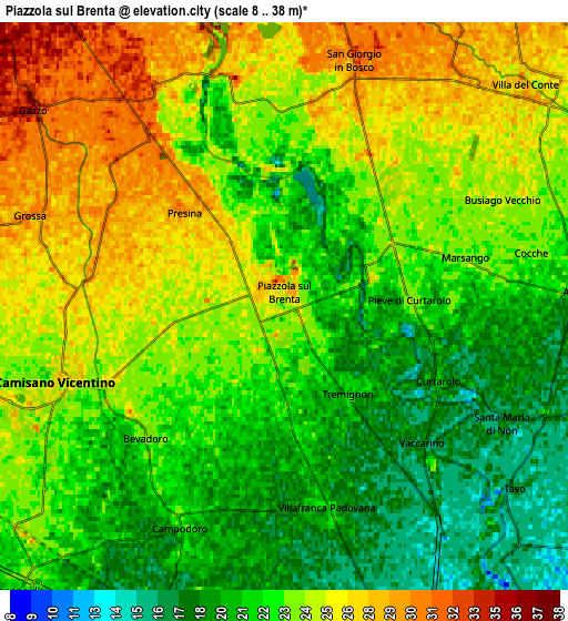 Zoom OUT 2x Piazzola sul Brenta, Italy elevation map