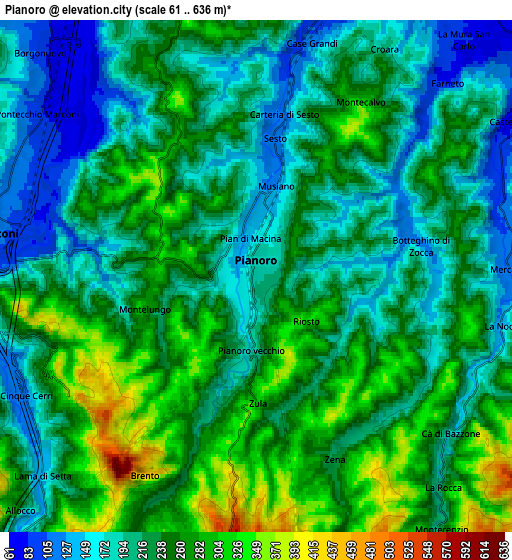 Zoom OUT 2x Pianoro, Italy elevation map