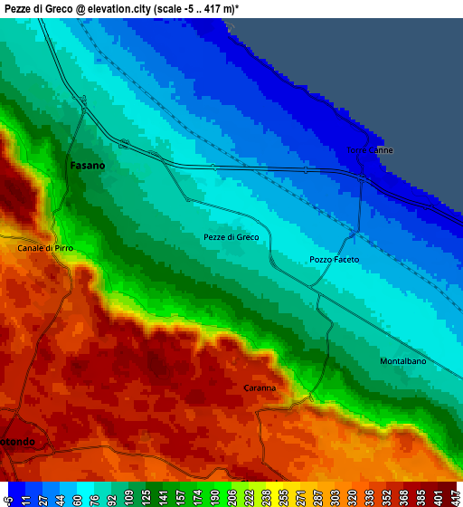 Zoom OUT 2x Pezze di Greco, Italy elevation map