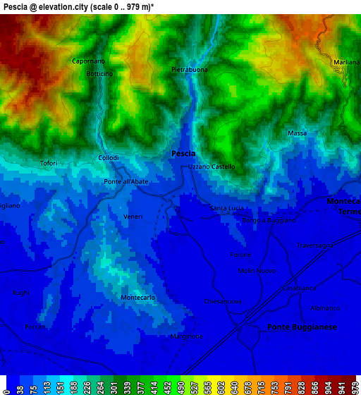 Zoom OUT 2x Pescia, Italy elevation map