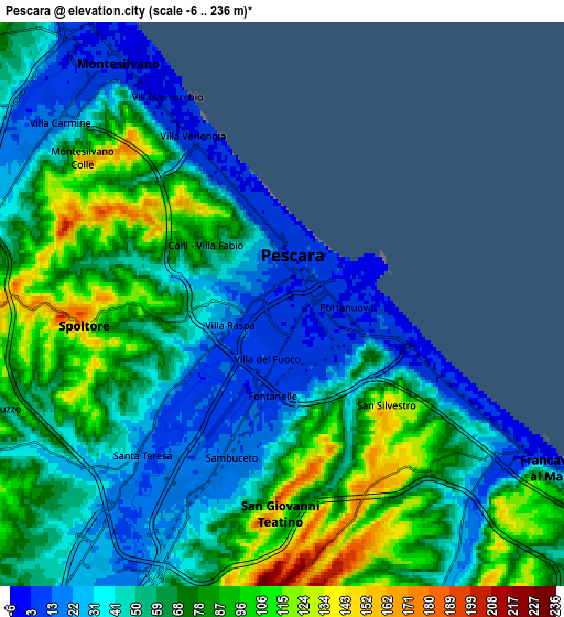 Zoom OUT 2x Pescara, Italy elevation map