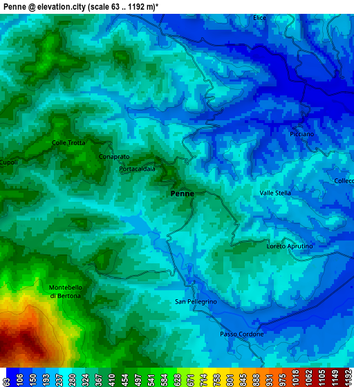 Zoom OUT 2x Penne, Italy elevation map