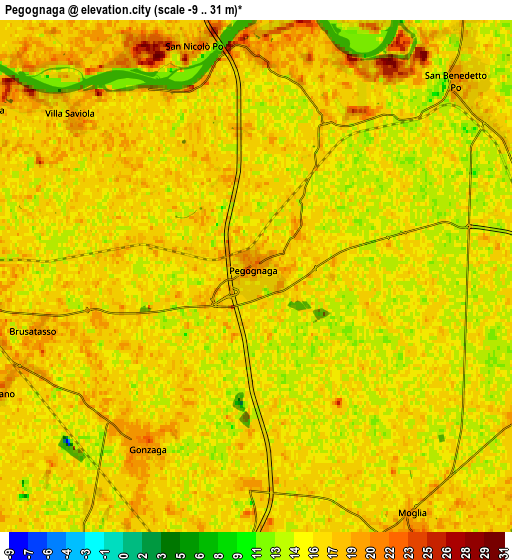 Zoom OUT 2x Pegognaga, Italy elevation map