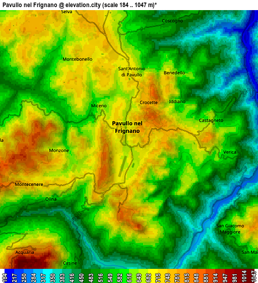 Zoom OUT 2x Pavullo nel Frignano, Italy elevation map