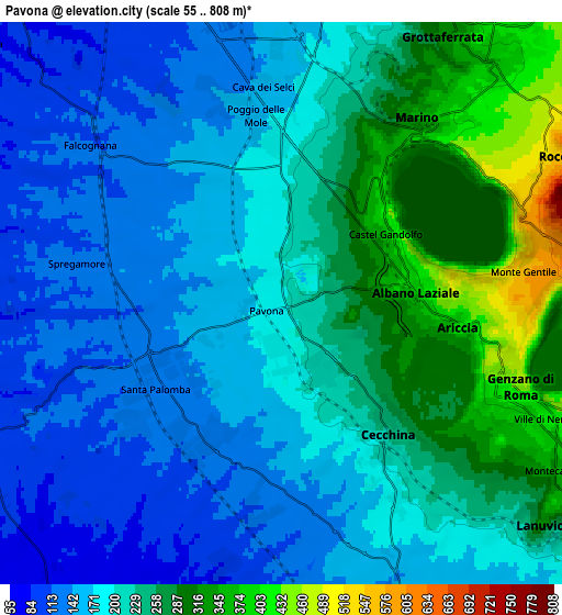 Zoom OUT 2x Pavona, Italy elevation map
