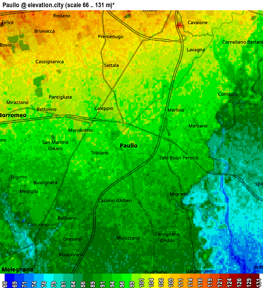 Zoom OUT 2x Paullo, Italy elevation map