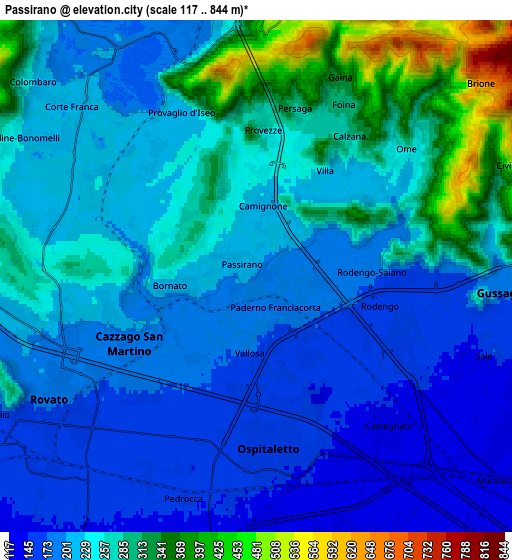 Zoom OUT 2x Passirano, Italy elevation map
