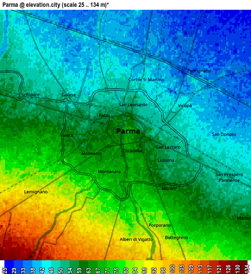 Zoom OUT 2x Parma, Italy elevation map