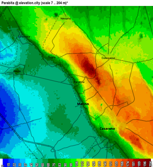 Zoom OUT 2x Parabita, Italy elevation map