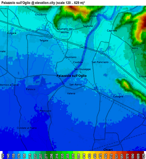 Zoom OUT 2x Palazzolo sull'Oglio, Italy elevation map