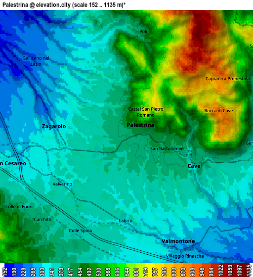 Zoom OUT 2x Palestrina, Italy elevation map