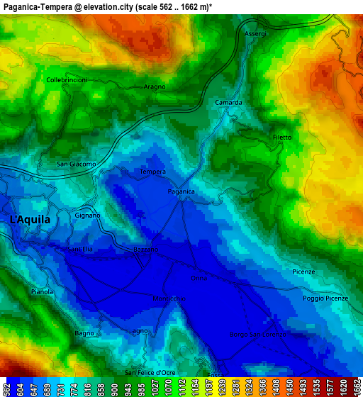 Zoom OUT 2x Paganica-Tempera, Italy elevation map