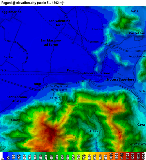 Zoom OUT 2x Pagani, Italy elevation map