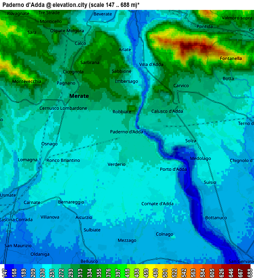 Zoom OUT 2x Paderno d'Adda, Italy elevation map