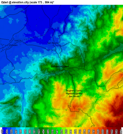 Zoom OUT 2x Ozieri, Italy elevation map