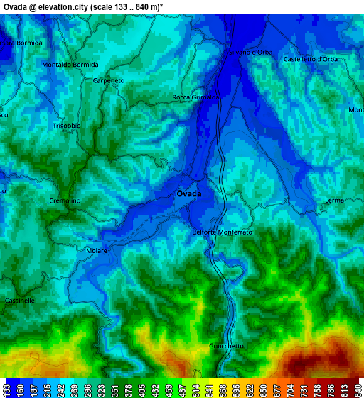 Zoom OUT 2x Ovada, Italy elevation map