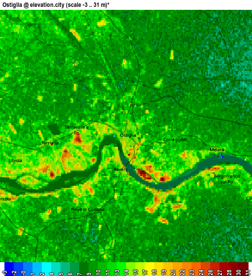 Zoom OUT 2x Ostiglia, Italy elevation map