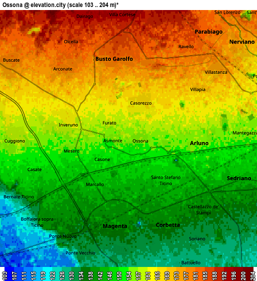 Zoom OUT 2x Ossona, Italy elevation map