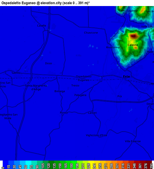 Zoom OUT 2x Ospedaletto Euganeo, Italy elevation map