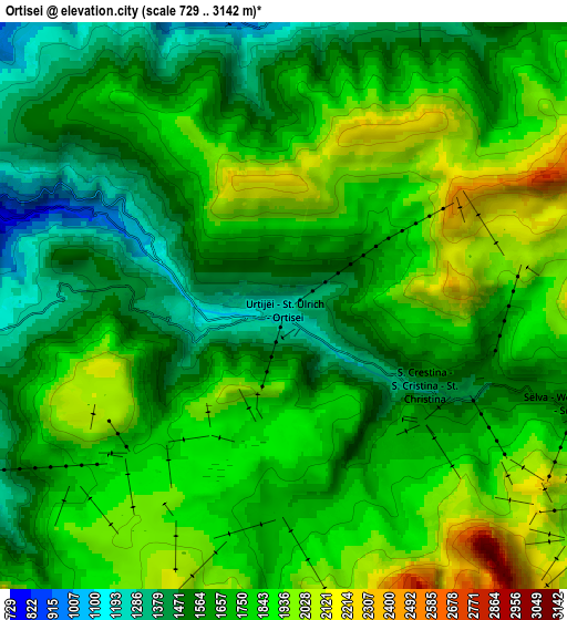 Zoom OUT 2x Ortisei, Italy elevation map