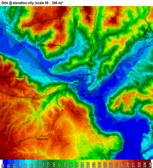 Zoom OUT 2x Orte, Italy elevation map