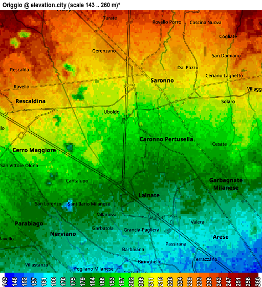 Zoom OUT 2x Origgio, Italy elevation map