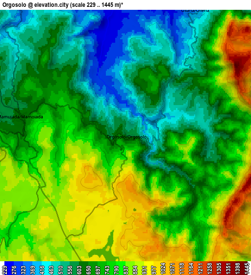 Zoom OUT 2x Orgosolo, Italy elevation map