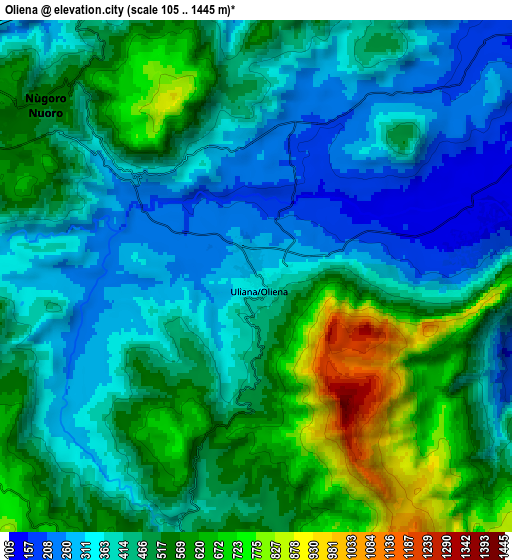 Zoom OUT 2x Oliena, Italy elevation map