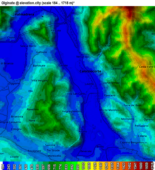 Zoom OUT 2x Olginate, Italy elevation map