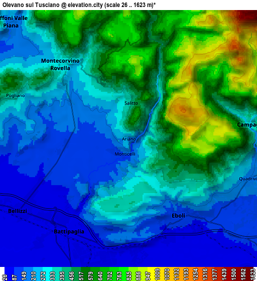 Zoom OUT 2x Olevano sul Tusciano, Italy elevation map