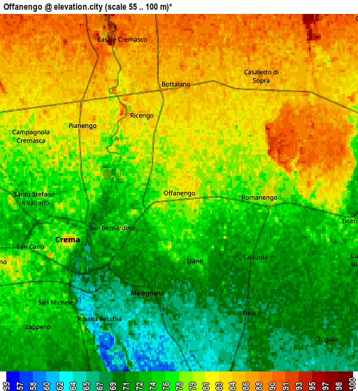 Zoom OUT 2x Offanengo, Italy elevation map