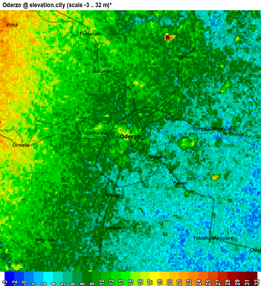 Zoom OUT 2x Oderzo, Italy elevation map