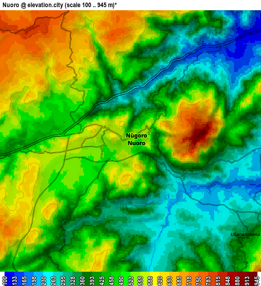 Zoom OUT 2x Nuoro, Italy elevation map