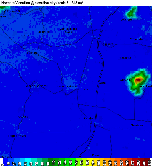 Zoom OUT 2x Noventa Vicentina, Italy elevation map