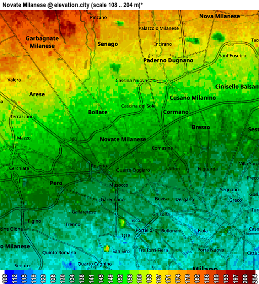 Zoom OUT 2x Novate Milanese, Italy elevation map
