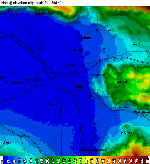 Zoom OUT 2x Nola, Italy elevation map