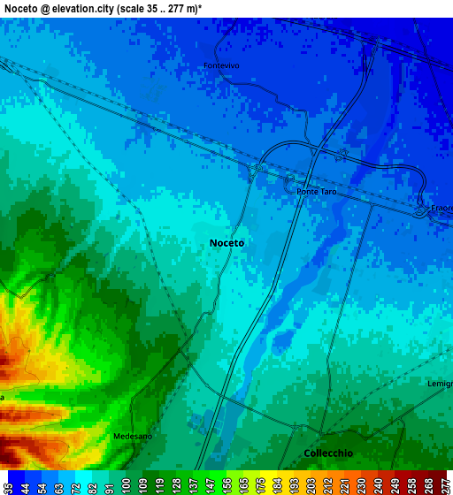 Zoom OUT 2x Noceto, Italy elevation map