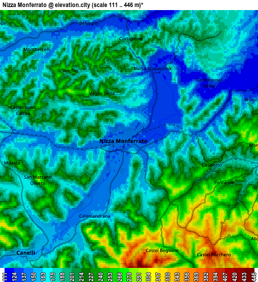 Zoom OUT 2x Nizza Monferrato, Italy elevation map