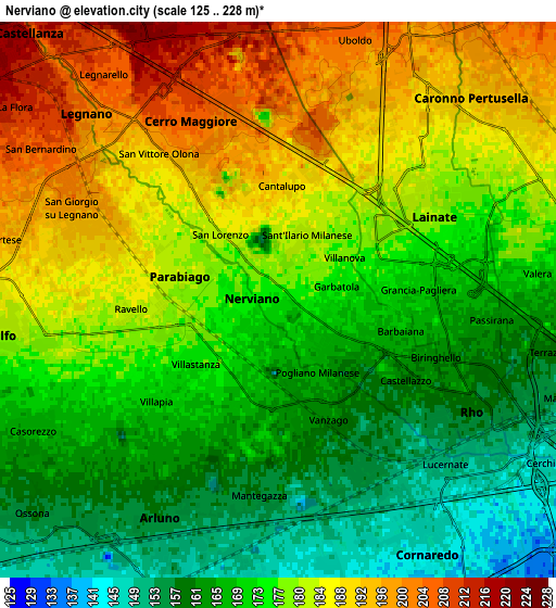 Zoom OUT 2x Nerviano, Italy elevation map
