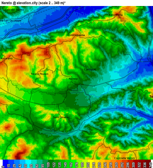 Zoom OUT 2x Nereto, Italy elevation map