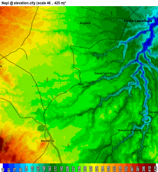 Zoom OUT 2x Nepi, Italy elevation map